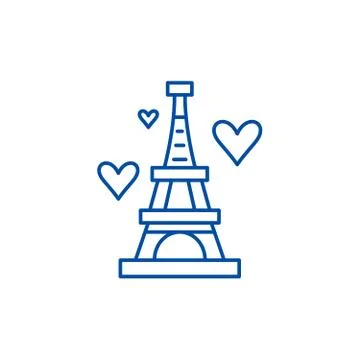 Eiffel tower line icon concept. Eiffel tower flat vector symbol, sign, outline Illustrazione stock