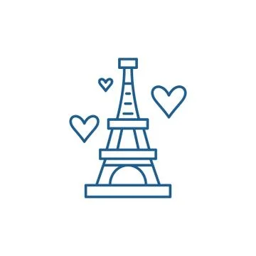 Eiffel tower line icon concept. Eiffel tower flat vector symbol, sign, outline イラスト素材