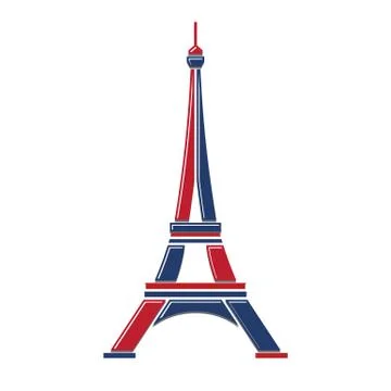 Eiffel Tower Logo red and blue Paris. Icon design Stock Illustration