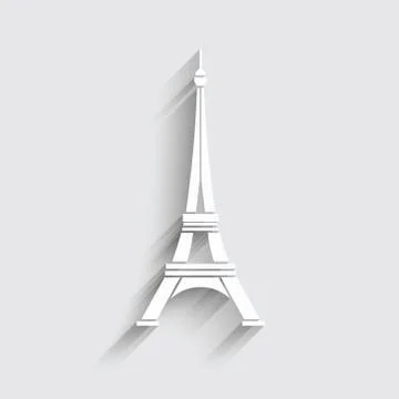 Eiffel Tower Logo vector. 3D paper style Stock Illustration