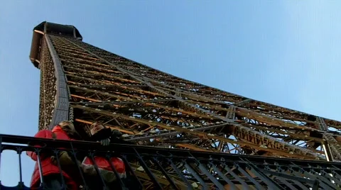 Eiffel Tower looking straight up Stock Footage 627131