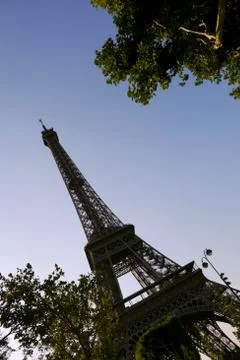 Eiffel tower low angle with trees Фото