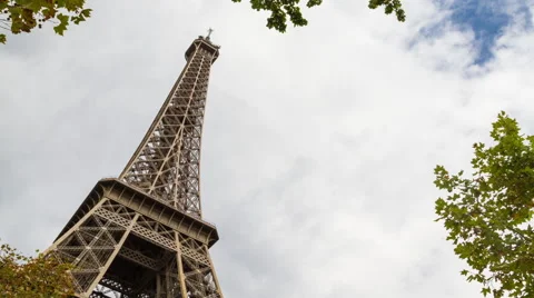 Eiffel Tower from a low angle view, Time Lapse Stock Footage 41930528
