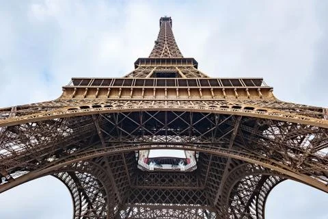 Eiffel tower low wide angle view in Paris Stock Photos