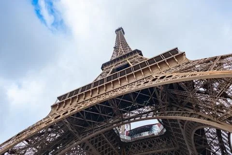 Eiffel tower low wide angle view in Paris Stock Photos