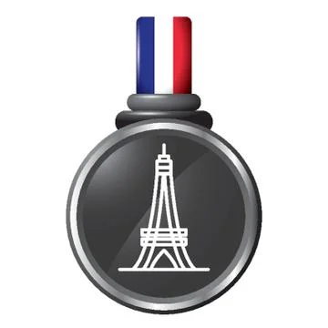 Eiffel Tower In A Medal Stock Illustration