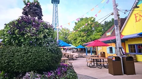 Eiffel Tower model with flowers in foreground Stock Footage 250106132