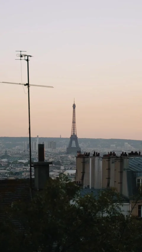 Eiffel tower montmartre view Stock Footage 261600545
