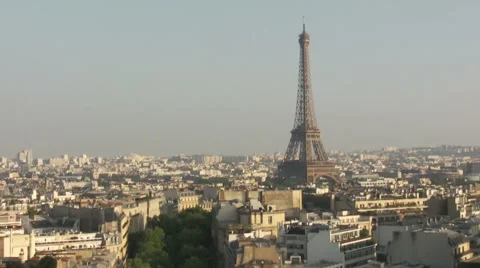 Eiffel Tower the most famous attraction in Paris, panorama over Paris city Stock Footage 51831413