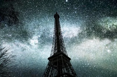 Eiffel Tower at at night Foto stock