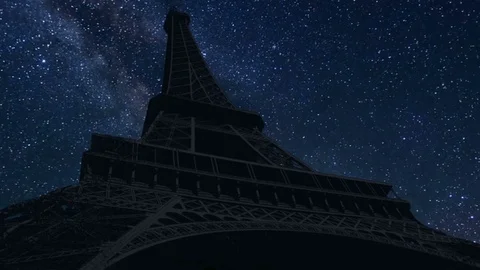 Eiffel tower night time lapse Stock Footage 112114897