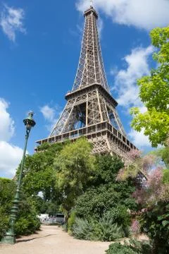 Eiffel Tower one field of Mars in Paris, France Stock Photos