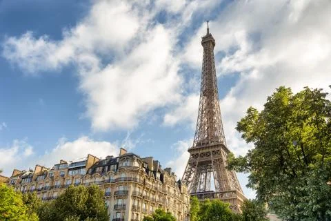 Eiffel Tower one field of Mars in Paris, France Stock Photos