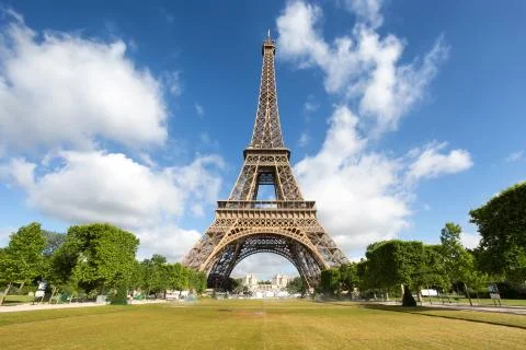 Eiffel Tower one field of Mars in Paris, France Stock Photos