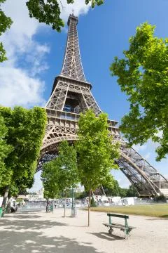 Eiffel Tower one field of Mars in Paris, France Stock Photos