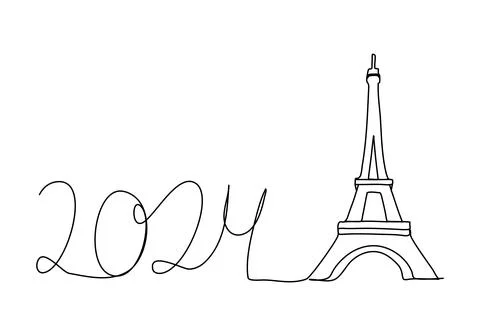 Eiffel Tower, one line drawing vector illustration. Stock Illustration