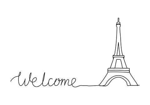 Eiffel Tower, one line drawing vector illustration. Illustrazione stock