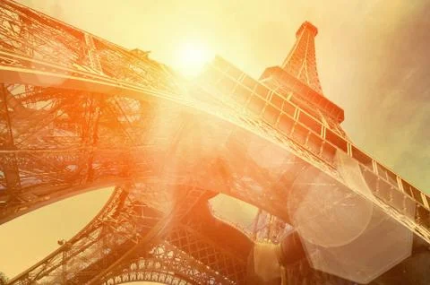 The Eiffel tower is one of the most recognizable landmarks in th Stock Photos