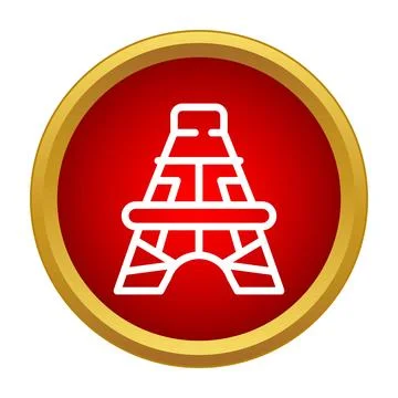 Eiffel tower outline icon in a red circle Stock Illustration