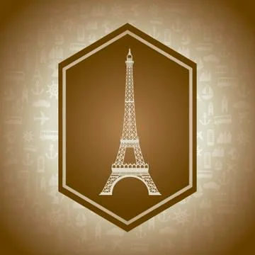 Eiffel tower over brown background. vector illustration Ilustração Stock