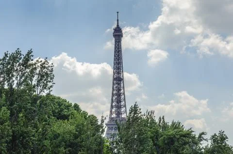 The Eiffel tower over the trees Fotos Stock