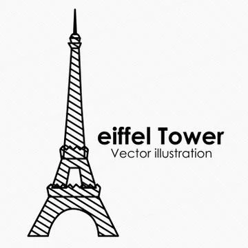 Eiffel tower over white background vector illustration Ilustração Stock