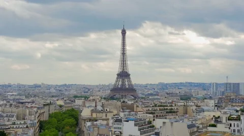 Eiffel Tower Overlooking Paris in 4k Stock Footage 44235624