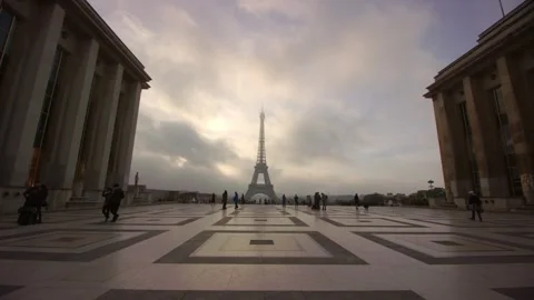 Eiffel Tower Palais de Chaillot 4K View Stock-Footage 334455430