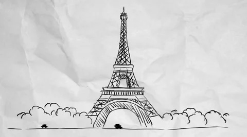 Eiffel Tower - Paper Background Stock Footage 52927549