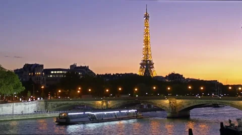 The Eiffel tower in Paris with blinking lights Stock Footage 55822351
