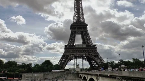 Eiffel Tower In Paris On A Bright Summers Day Stock-Footage 72120177