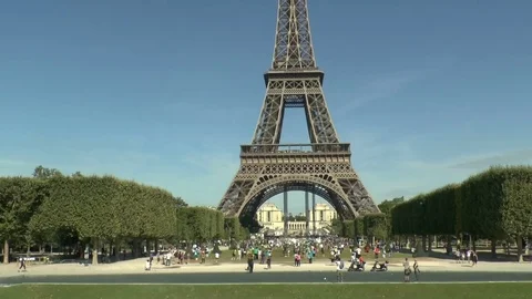 Eiffel Tower In Paris On A Bright Summers Day Stock Footage 72123390