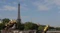 Eiffel Tower Paris Capital, Nymphs of the Seine Alexander III Bridge Pont Sunny HD Footage