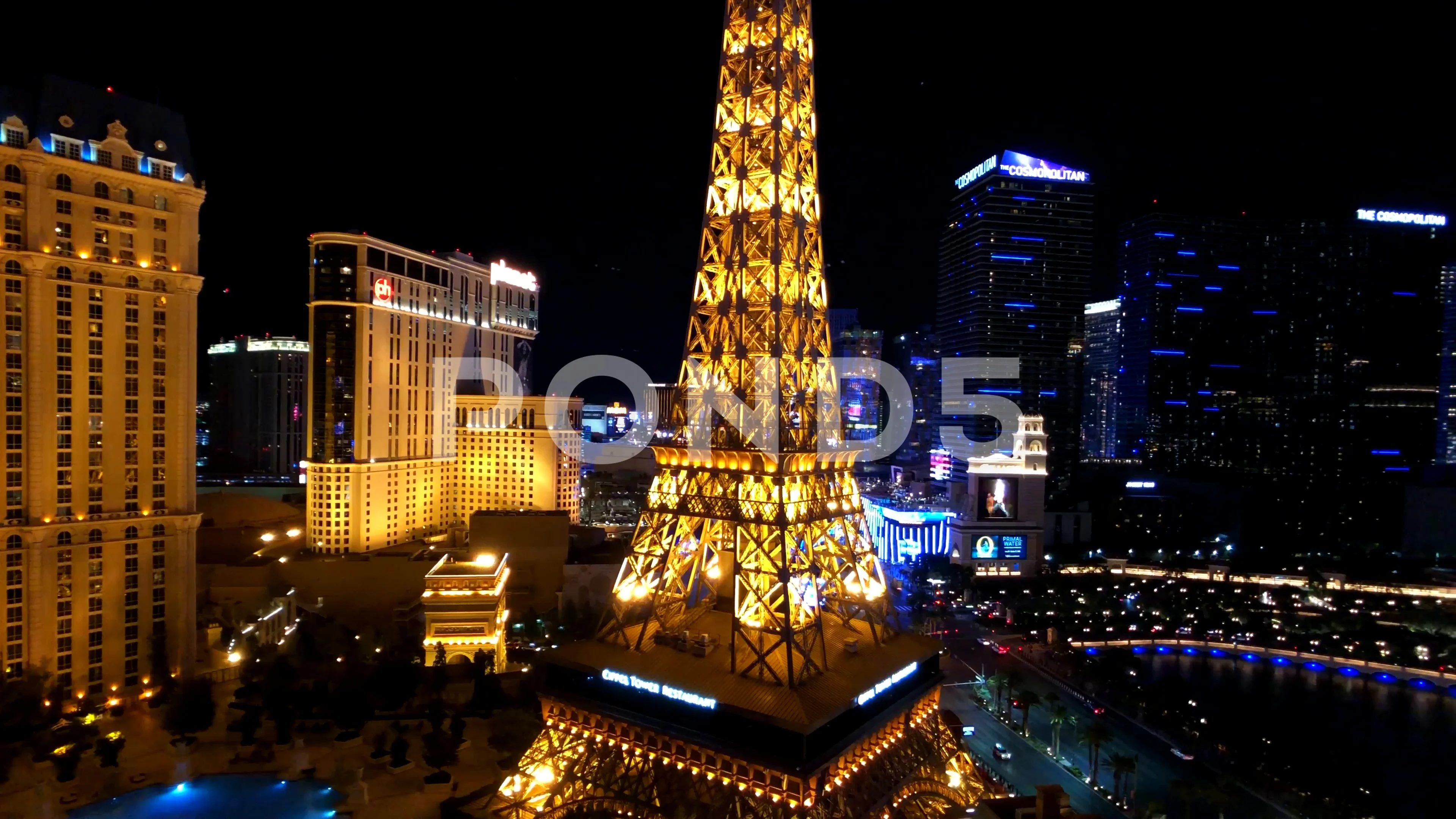 Eiffel Tower at Paris Casino Aerial View from Ballys Hotel at