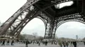 Eiffel Tower in Paris, Champ de Mars, France, Europe, People walking HD Footage