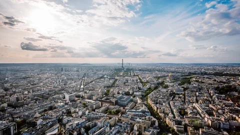 Eiffel tower &amp; Paris downtown time lapse 스톡 동영상 119029464