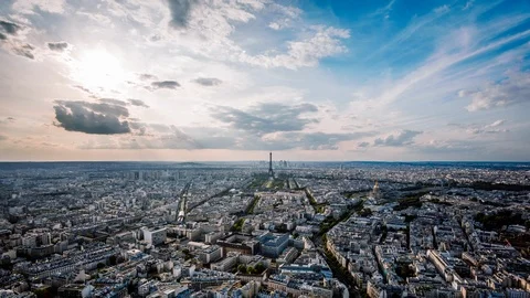 Eiffel tower &amp; Paris downtown time lapse 스톡 동영상 119029465