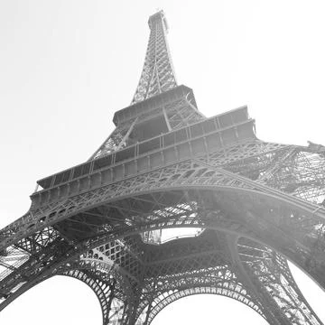 The Eiffel tower in Paris The Eiffel tower in Paris, France. Black and whi... Stock Photos