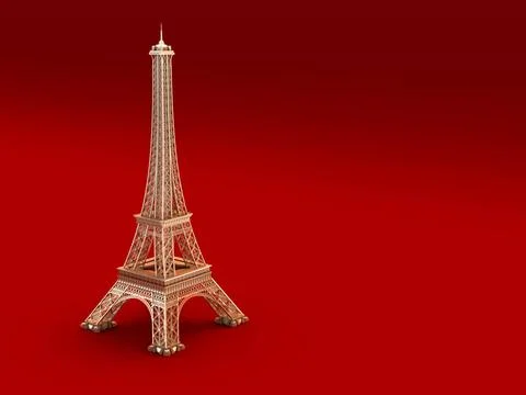 Eiffel Tower In Paris Eiffel Tower in Paris. 3d model on a red background.... 스톡 사진