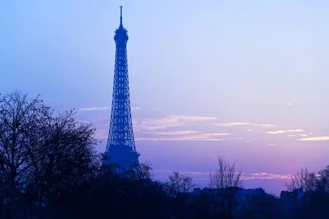 Eiffel tower in Paris eiffel tower in Paris on cold blue sunset Copyright:... Stock-Fotos