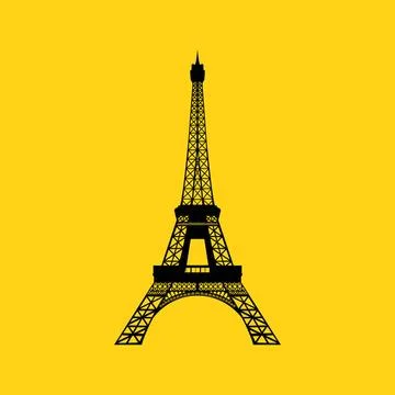 Eiffel tower in Paris Eiffel tower in Paris. Vector illustration on yellow... Stock Photos