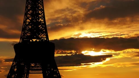 Eiffel Tower in Paris, France (against the background of the sunset) Stock Footage 265841953