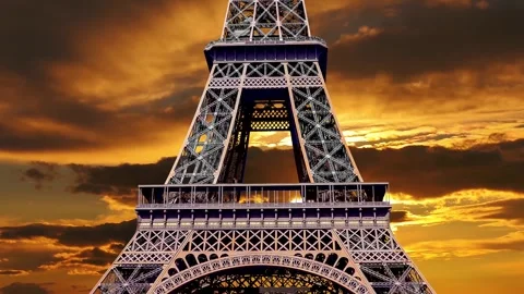 Eiffel Tower in Paris, France (against the background of the sunset) Stock Footage 265842053