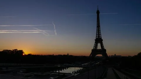 The Eiffel Tower Paris France Sunrise Timelapse 4K Stock Footage