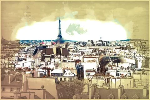 Eiffel Tower in Paris Stock Illustration