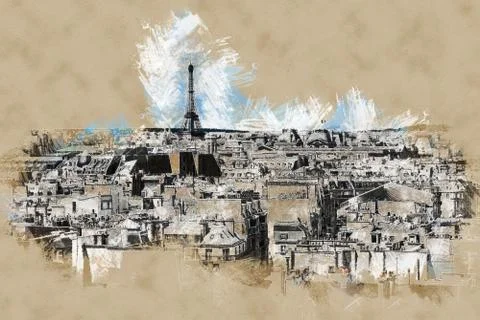Eiffel Tower in Paris Stock Illustration
