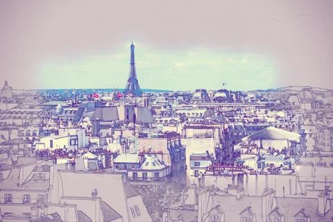 Eiffel Tower in Paris Stock Illustration