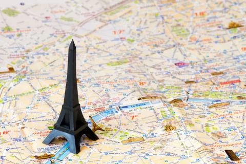 Eiffel tower paris map Stock Photos