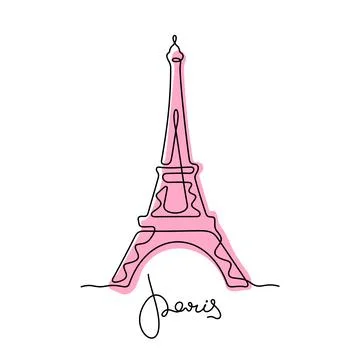 Eiffel Tower, Paris. One line vector illustration. Stock Illustration