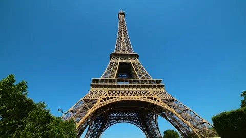 Eiffel Tower in Paris seen from below. France Stock Footage 299624301